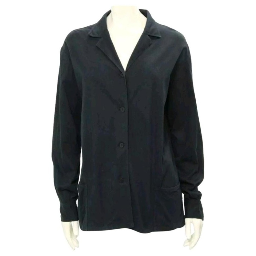 Shamask Black Wool Button Up Blouse Size 1 - image 1